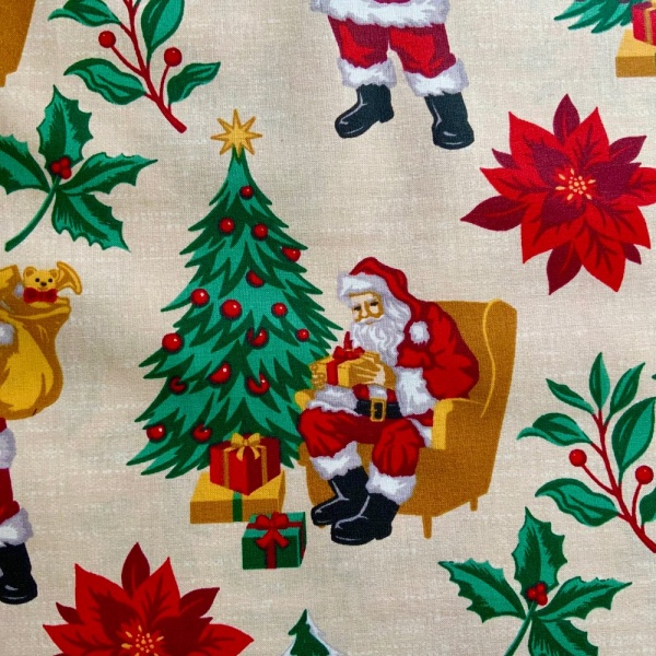 Santa Claus Extra Wide French Christmas Oilcloth